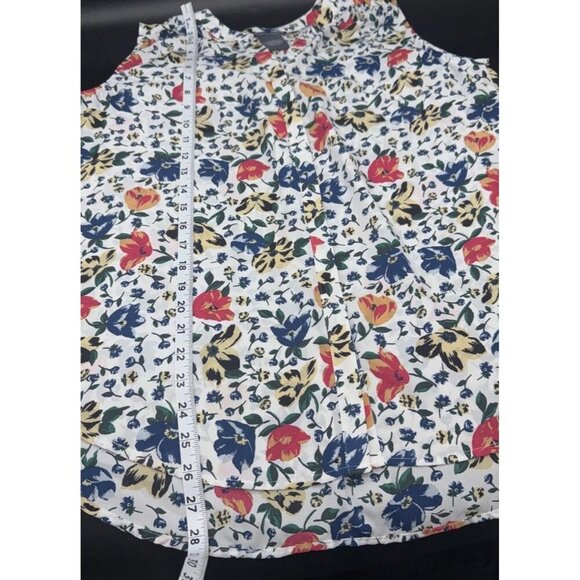 Chelsea & Theodore Women’s Sleeveless Floral Button Up V Neck Blouse Top Sz L - Picture 8 of 8
